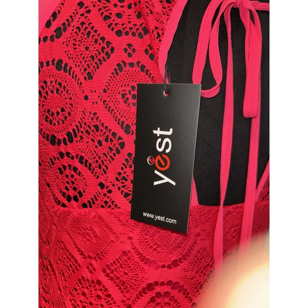 Yest Lace‎ Overlay Sheath Dress Size 6 Pink Handkerchief Hem Sleeveless Festival
